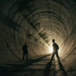 two people in a tunnel