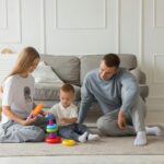 happy family playing together at home