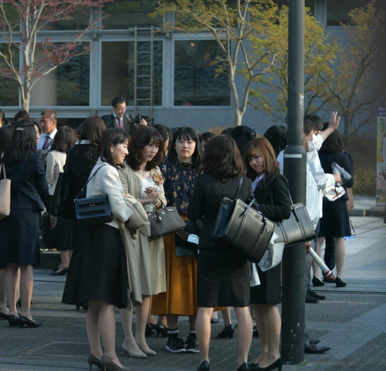 group of business people outdoors in kyoto