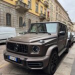 luxury suv on european street scene