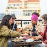 people eating together