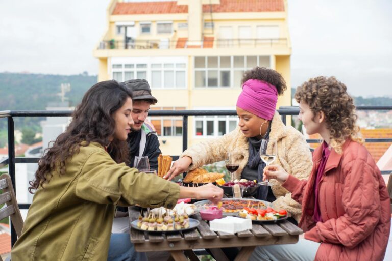 people eating together