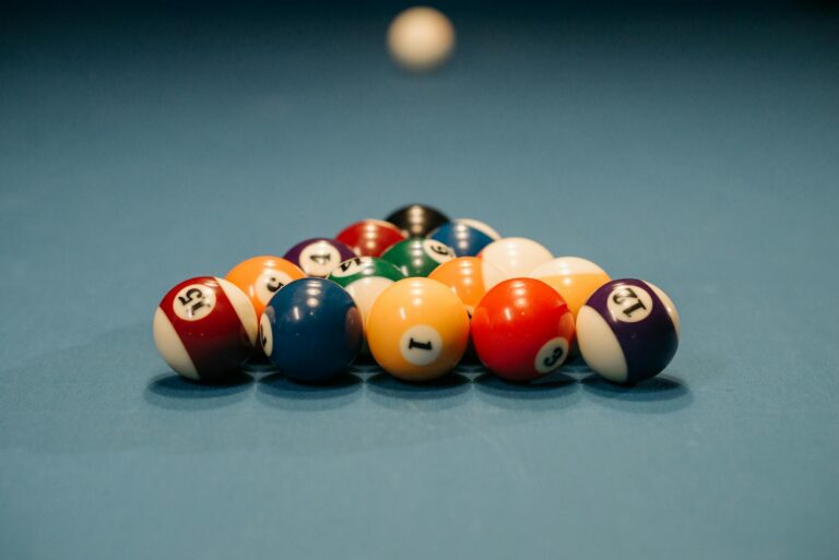 billiard balls on the billiard table
