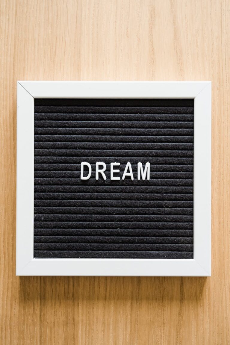 dream text on letter board