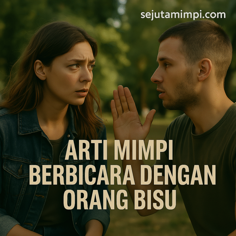 Ilustrasi siang hari seseorang berbicara pada orang bisu, dengan ekspresi penuh makna. Ada tulisan sejutamimpi.com di pojok kanan atas.