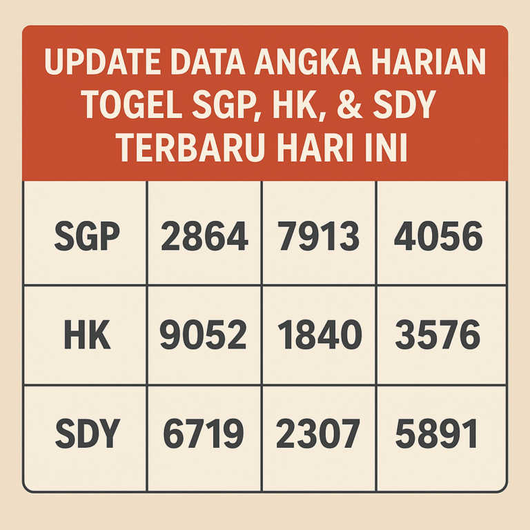 Data Togel Hari Ini: Hasil Lengkap SGP, HK, & SDY