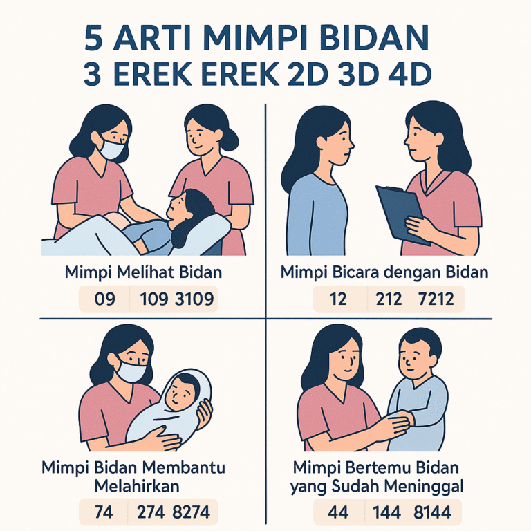 Arti mimpi bidan lengkap dengan angka erek erek 2D 3D 4D berdasarkan tafsir mimpi primbon Jawa.