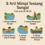 Ilustrasi sungai jernih dan deras menggambarkan makna mimpi tentang sungai, lengkap dengan tafsir angka erek-erek 2D 3D 4D untuk keberuntungan