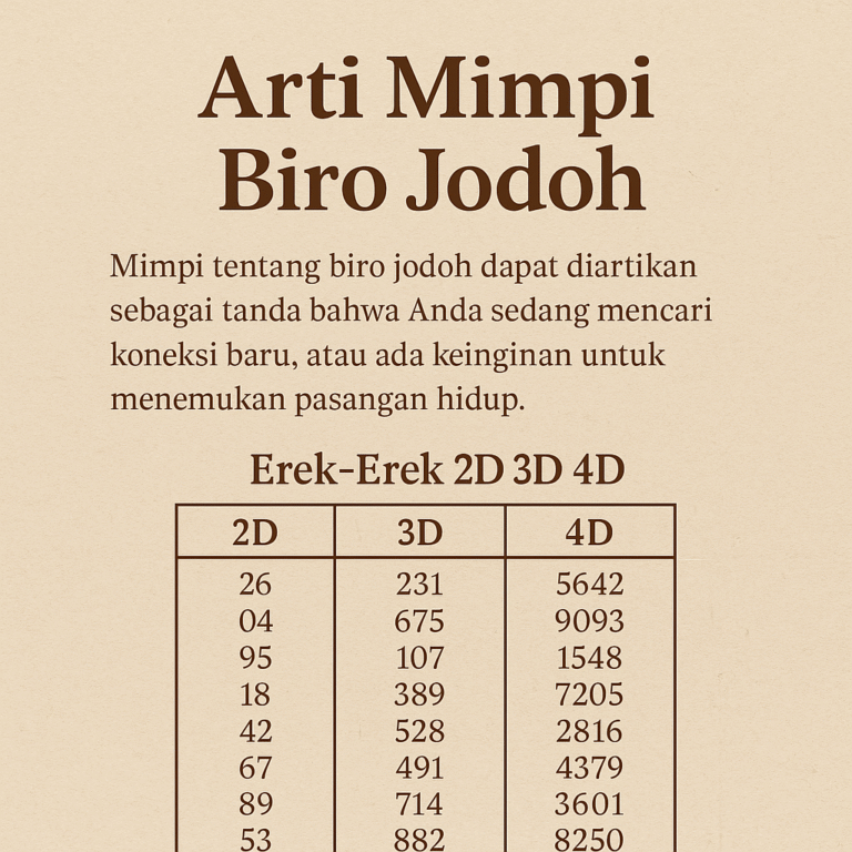 Arti Mimpi Biro Jodoh dan Tafsir Angka Erek-Erek 2D 3D 4D Lengkap