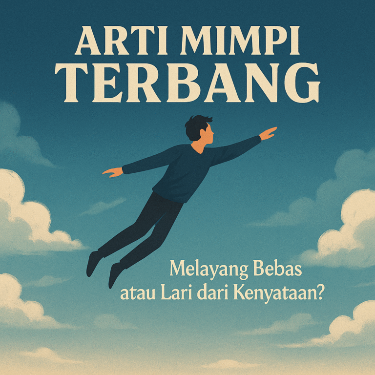 Ilustrasi seseorang sedang terbang tinggi di langit, melambangkan mimpi kebebasan dan angka hoki erek-erek 2D 3D 4D.