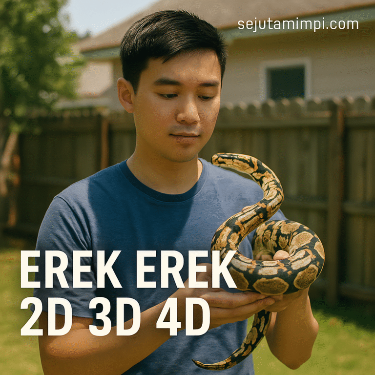 Ilustrasi mimpi memelihara ular lengkap dengan angka Erek Erek 2D 3D 4D, simbol keberuntungan dan tafsir mimpi mendalam.
