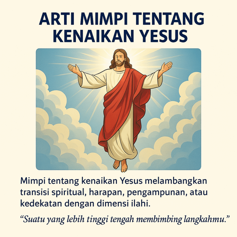 Gambar Yesus naik ke surga dengan cahaya terang, melambangkan harapan dan kedamaian spiritual.