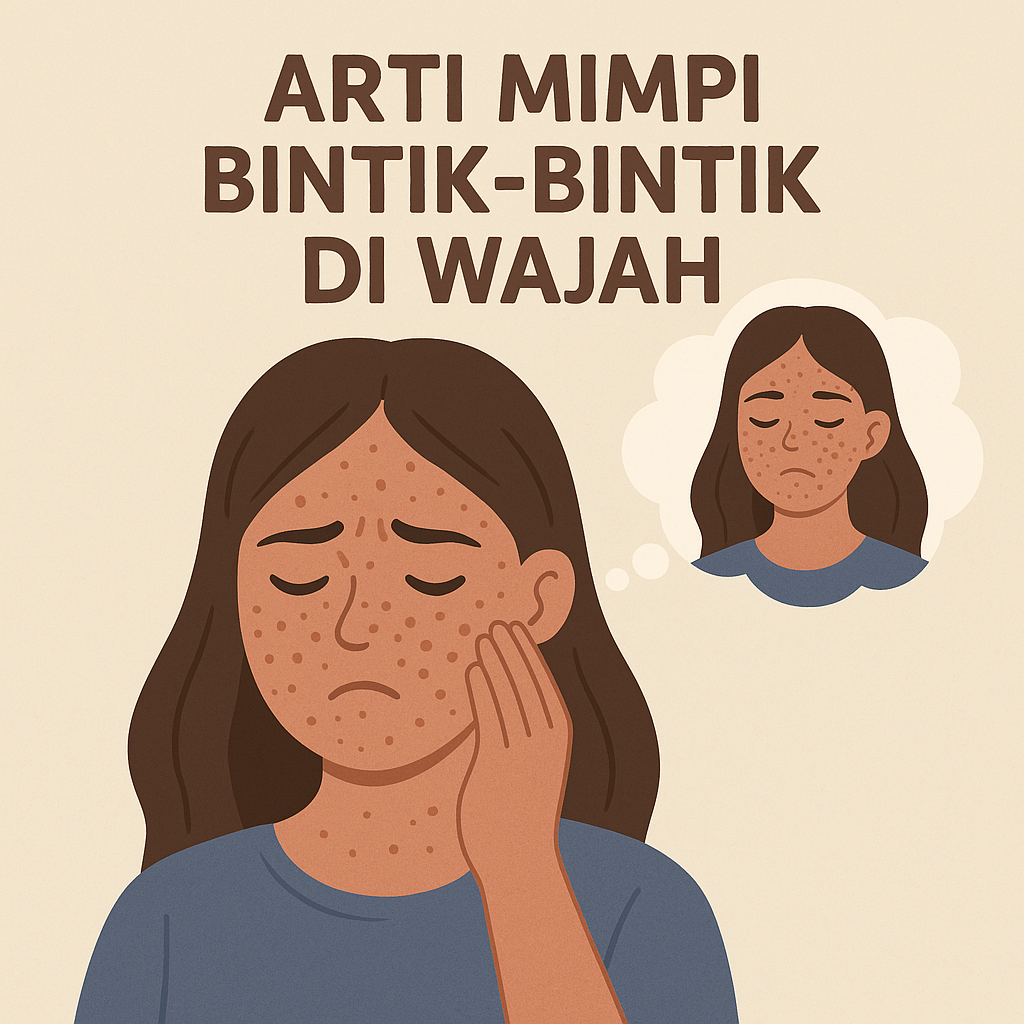 Ilustrasi wajah dengan bintik-bintik: simbol dari kecemasan, konflik batin, dan pesan mimpi menurut primbon dan psikologi.