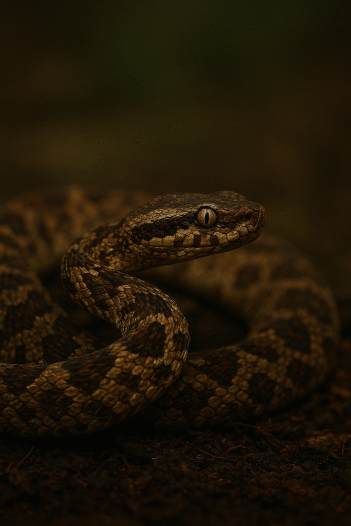 Arti mimpi ular batik Bothrops asper lengkap tafsir primbon psikologi spiritual dan angka erek erek 2D3D4D pertanda rezeki cinta cobaan dan perlindungan.