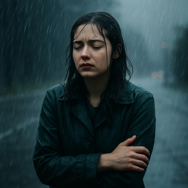 Ilustrasi arti mimpi hujan deras yang menandakan rezeki, perubahan hidup, tekanan batin, dan pembersihan energi negatif dalam mimpi spiritual.