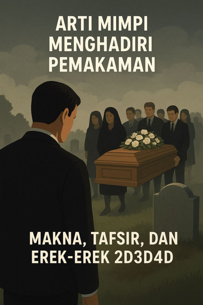 Gambar mimpi menghadiri pemakaman dengan simbol transformasi, perubahan, tafsir emosional, dan kode erek-erek 2D3D4D lengkap