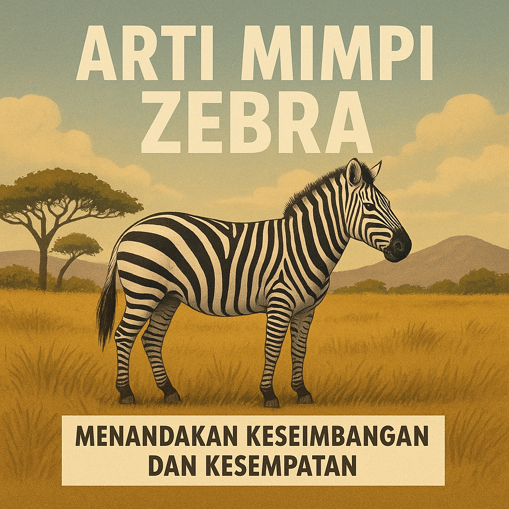 Ilustrasi arti mimpi zebra membawa makna keberuntungan, keseimbangan, dan tafsir primbon serta erek erek 2D 3D 4D yang akurat.