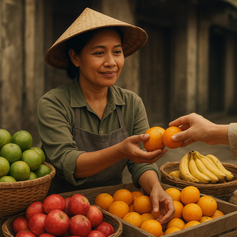 Arti mimpi wanita penjual buah sebagai tanda rezeki, peluang usaha, dan keberuntungan menurut primbon Jawa dan tafsir spiritual.