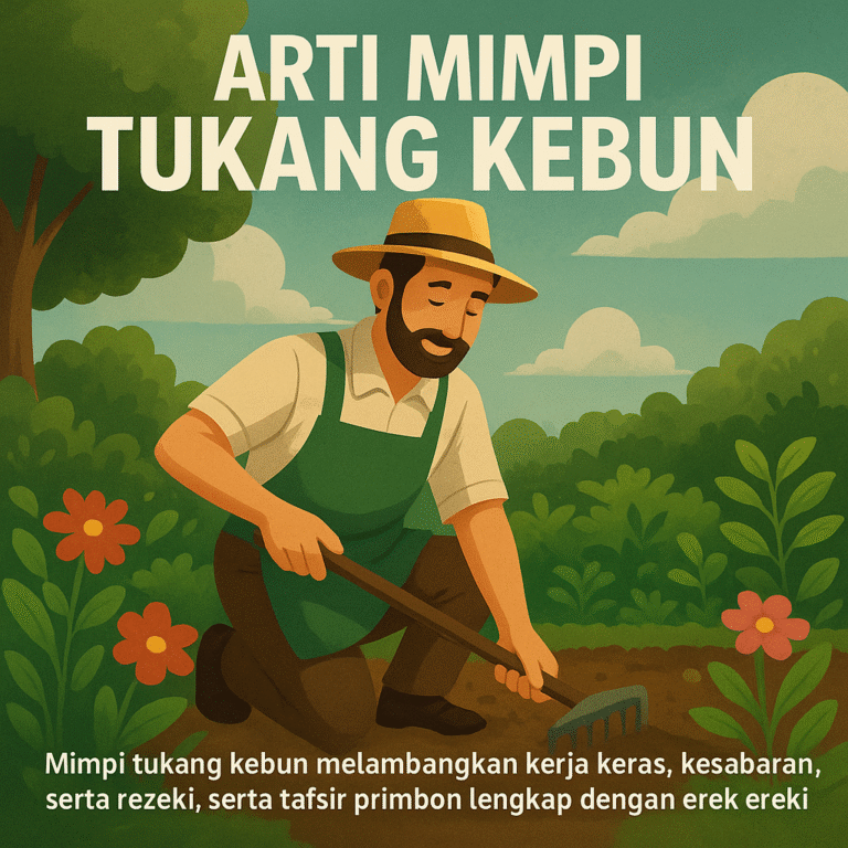 Arti mimpi tukang kebun lengkap makna psikologis spiritual primbon Jawa dan tafsir angka keberuntungan erek erek 2D 3D 4D penuh rezeki.