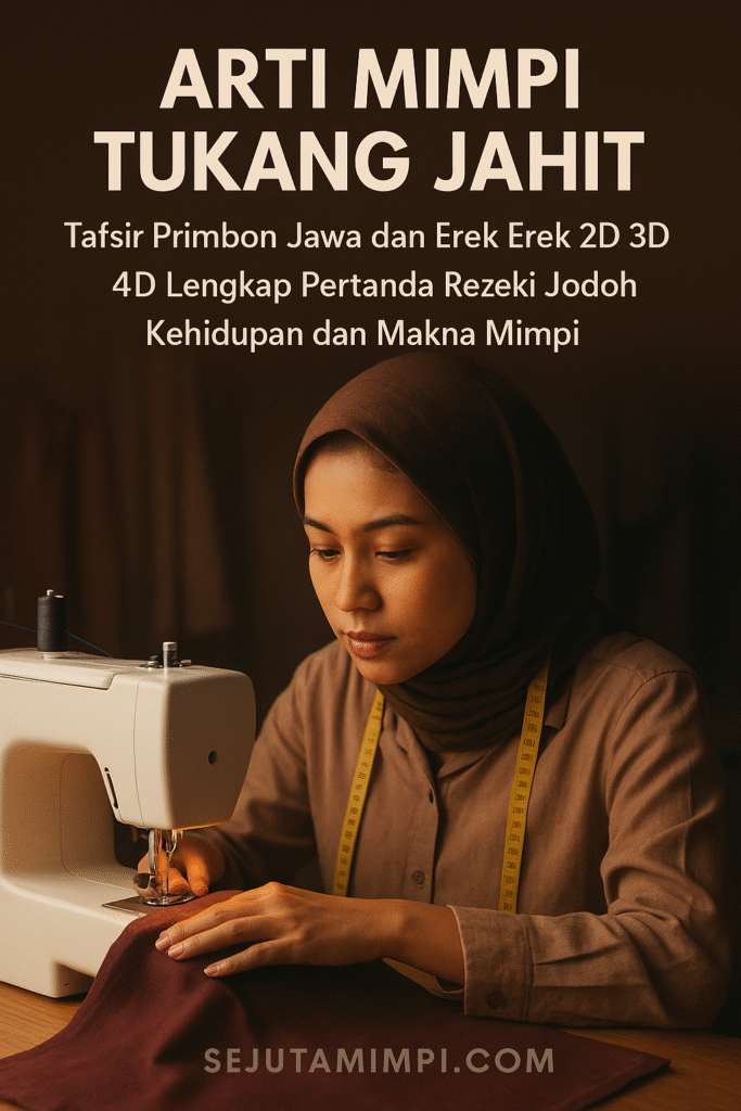 Arti mimpi tukang jahit lengkap tafsir primbon Jawa dan erek erek 2D 3D 4D penuh makna kehidupan rezeki jodoh dan pertanda mimpi.