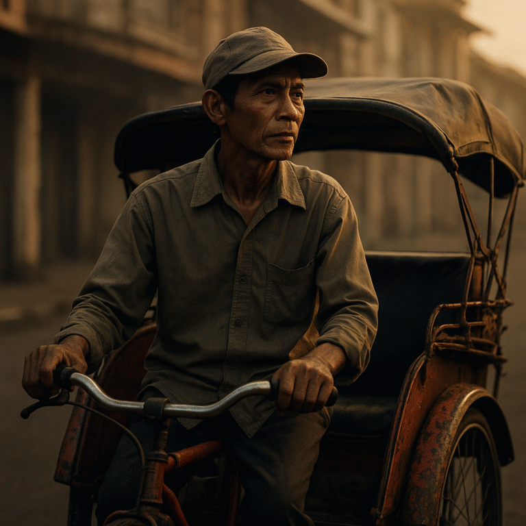 Arti mimpi tukang becak menandakan kesederhanaan, kerja keras, rezeki, serta tafsir lengkap dalam angka keberuntungan erek erek 2D 3D 4D.