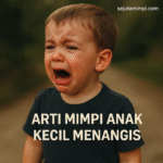 Ilustrasi anak kecil menangis dengan suasana sedih dan penuh makna, cocok untuk menggambarkan arti mimpi.