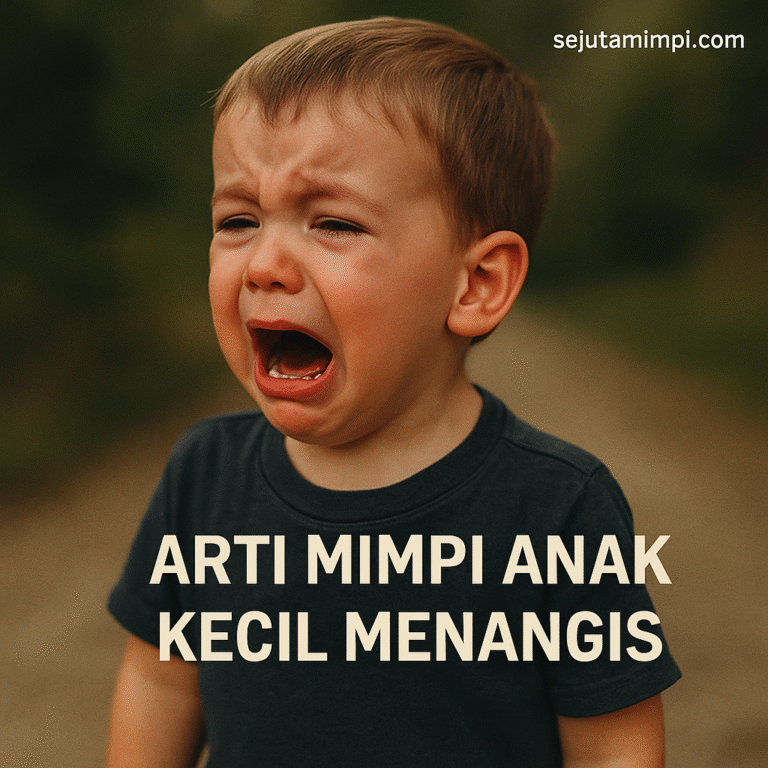 Ilustrasi anak kecil menangis dengan suasana sedih dan penuh makna, cocok untuk menggambarkan arti mimpi.