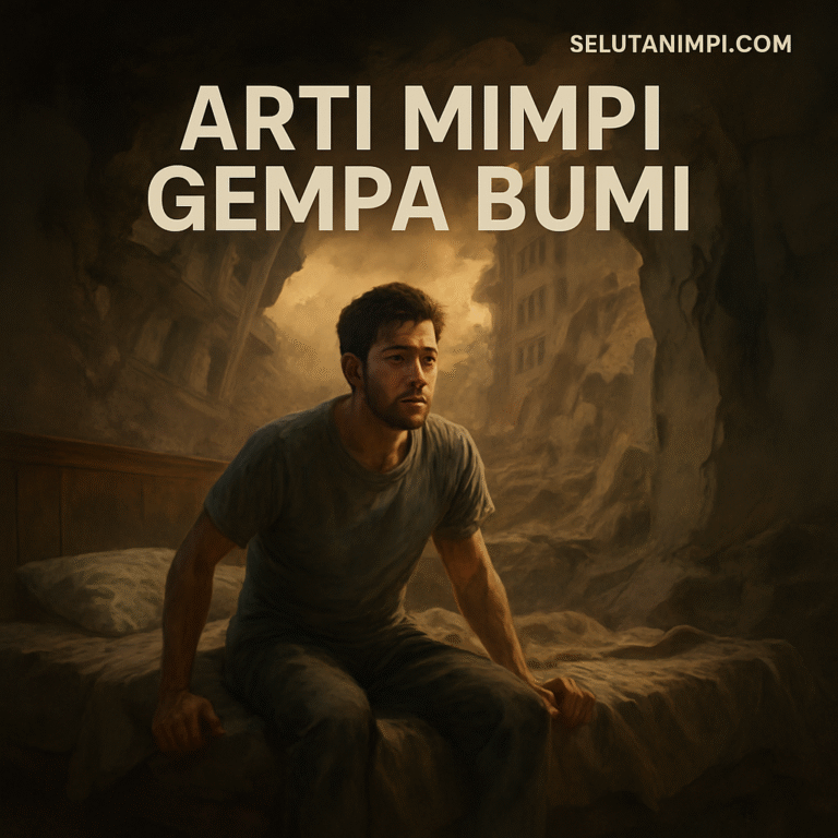 Ilustrasi tentang arti mimpi gempa bumi yang menunjukkan pertanda perubahan hidup, tafsir psikologis, dan makna spiritual dari mimpi gempa bumi.