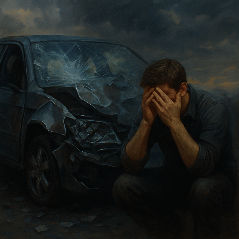 Gambar mimpi kecelakaan mobil menggambarkan tekanan emosional, kehilangan kendali hidup, dan peringatan dari alam bawah sadar atau spiritual