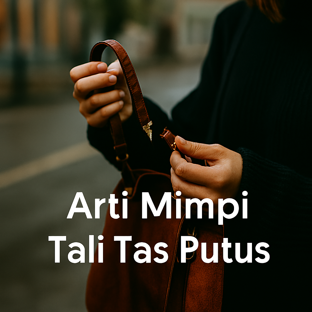Mimpi tali tas putus dengan latar jalanan kota, simbol beban hidup dan perubahan arah