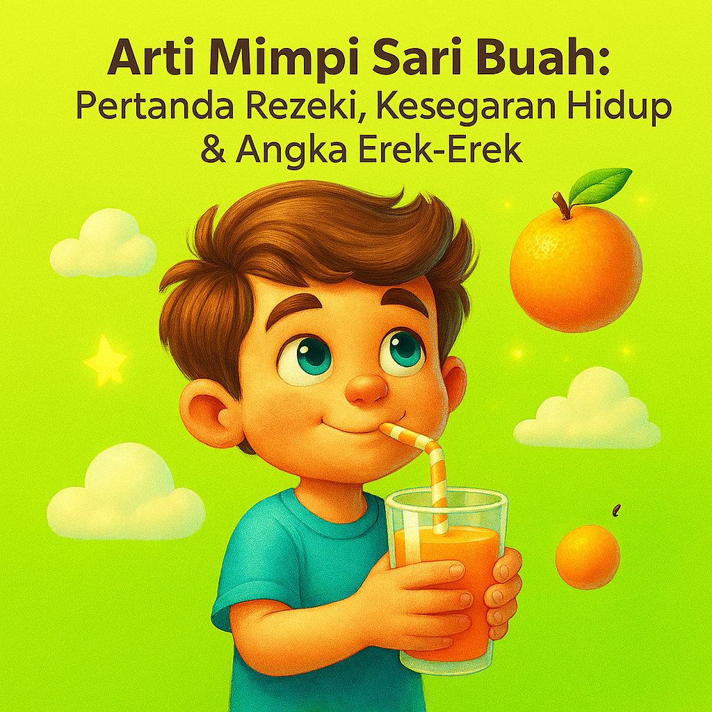Gelas sari buah segar melambangkan keberkahan rezeki dan kesegaran hidup dalam tafsir mimpi.