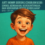 Gambar burung cendrawasih berwarna cerah terbang di langit biru melambangkan keindahan dan keberuntungan.