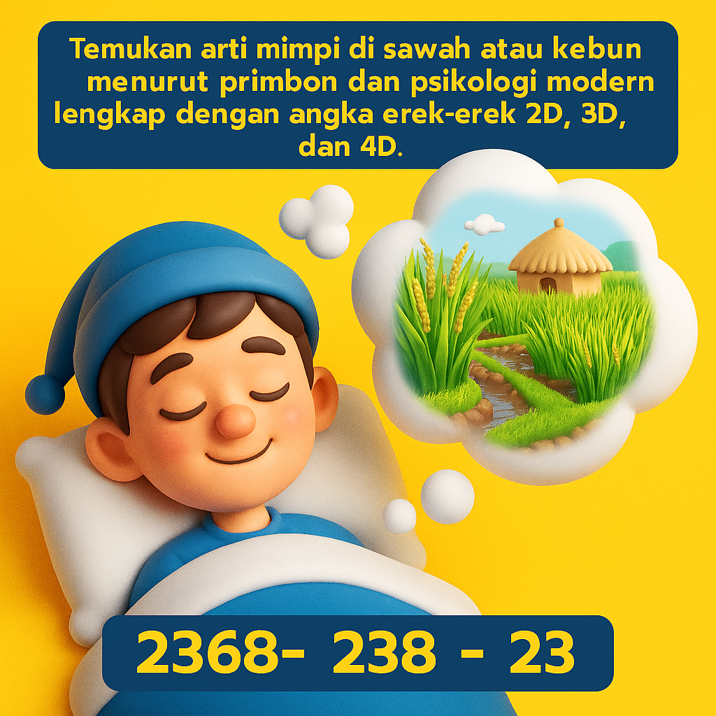 Temukan arti mimpi di sawah atau kebun menurut primbon dan psikologi modern lengkap dengan angka erek-erek 2D, 3D, dan 4D.