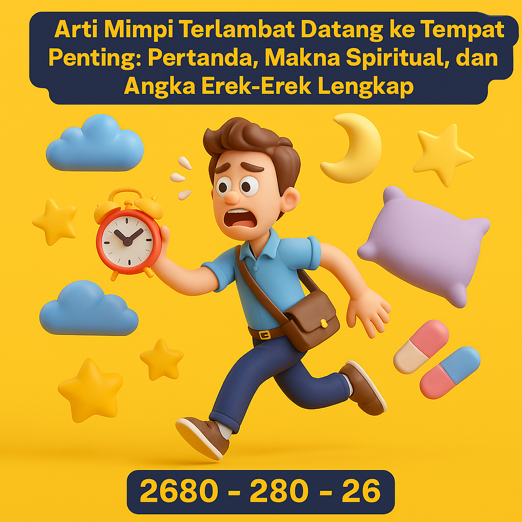 Temukan arti mimpi terlambat datang ke tempat penting beserta tafsir erek-erek 2D, 3D, dan 4D lengkap dan makna spiritualnya.