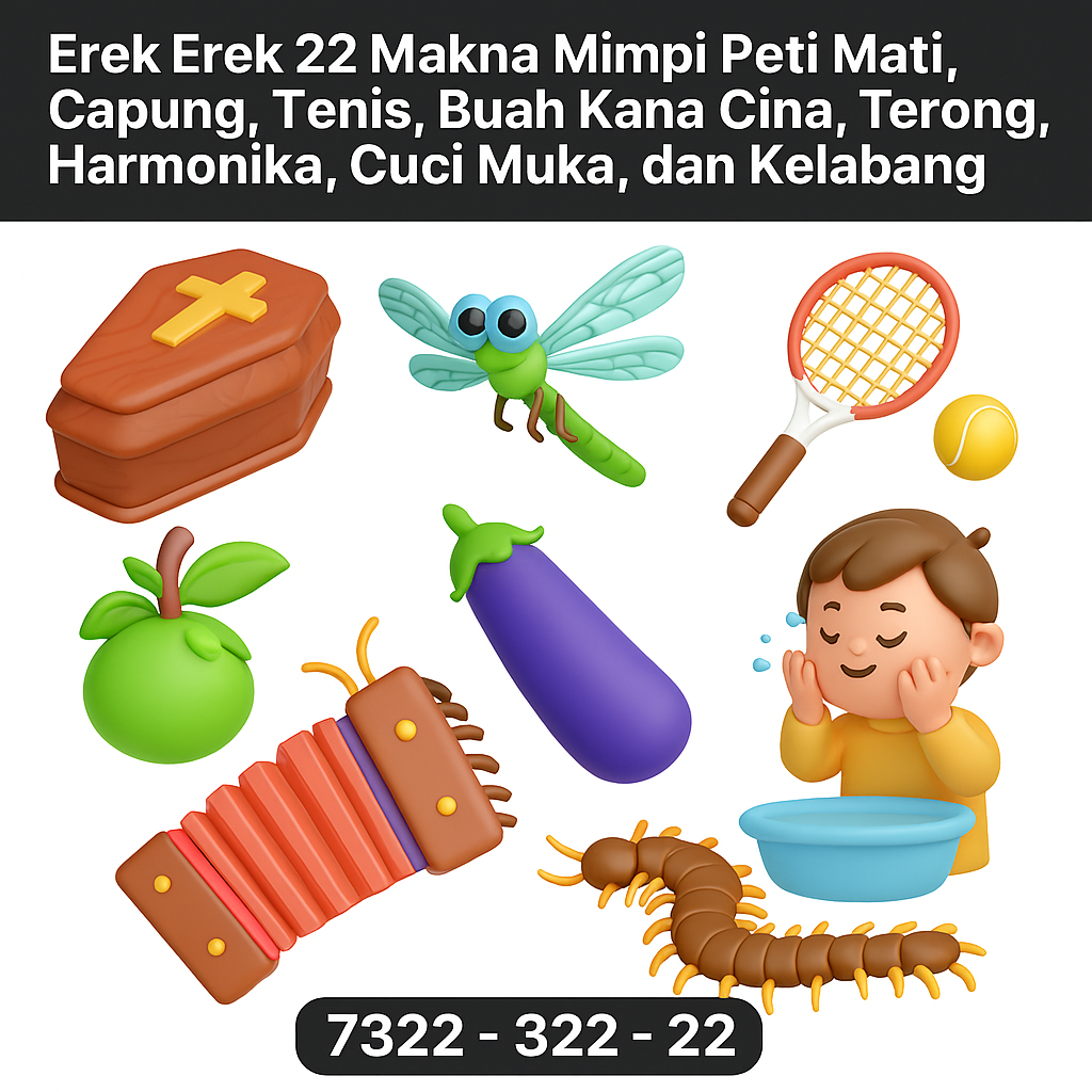 Erek Erek 22 Makna Mimpi Peti Mati, Capung, Tenis, Buah Kana Cina, Terong, Harmonika, Cuci Muka, dan Kelabang
