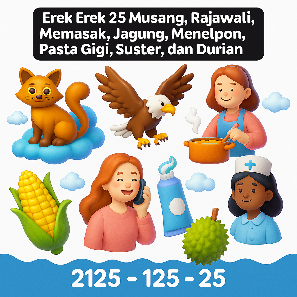 Erek Erek 25 Musang, Rajawali, Memasak, Jagung, Menelpon, Pasta Gigi, Suster, dan Durian
