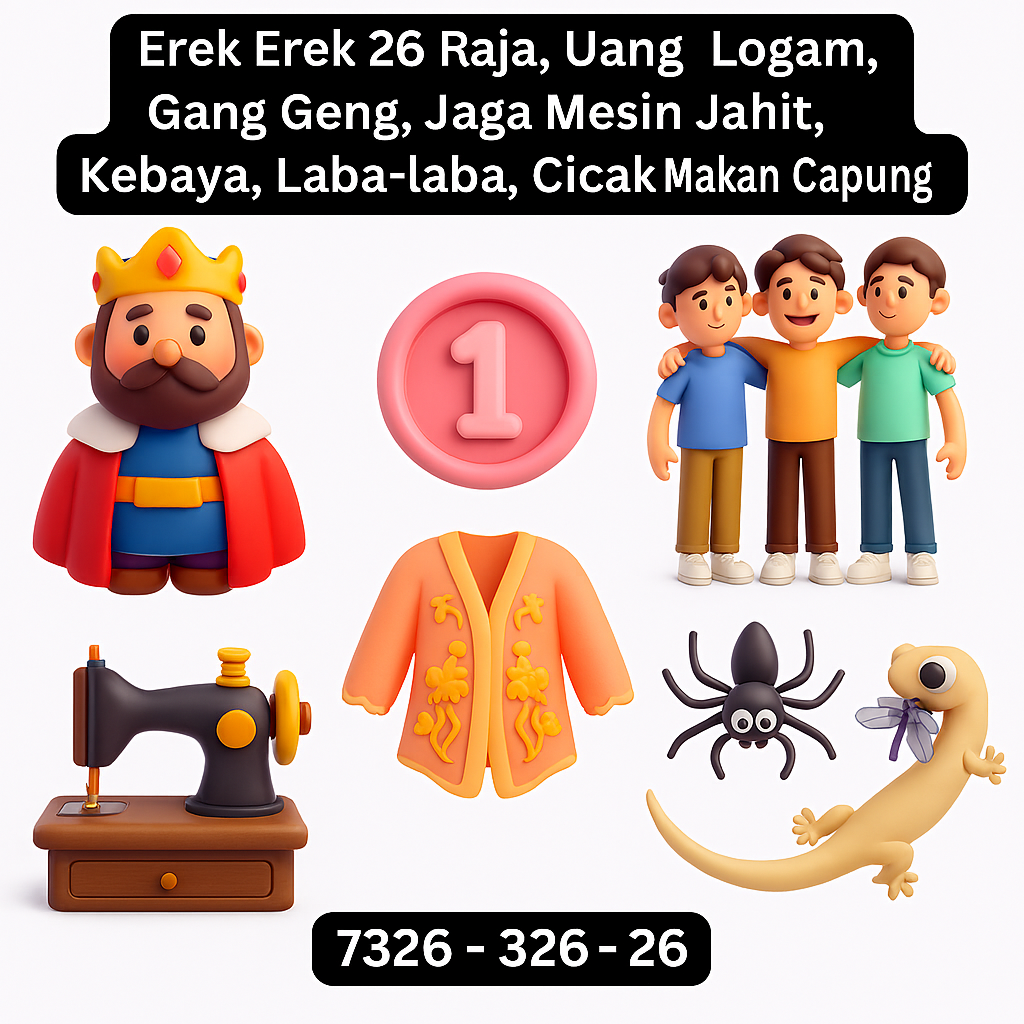 Erek Erek 26 Tafsir Mimpi Raja, Uang Logam, Gang Geng, Jaga Mesin Jahit, Kebaya, Laba-Laba, dan Cicak Makan Capung