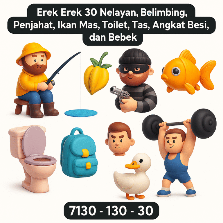 Erek Erek 30 Nelayan, Belimbing, Penjahat, Ikan Mas, Toilet, Tas, Angkat Besi, dan Bebek