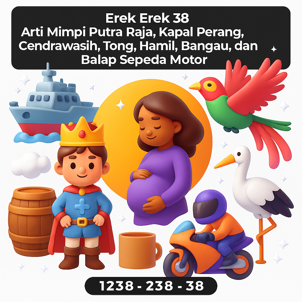 Erek Erek 38 Arti Mimpi Putra Raja, Kapal Perang, Cendrawasih, Tong, Hamil, Bangau, dan Balap Sepeda Motor
