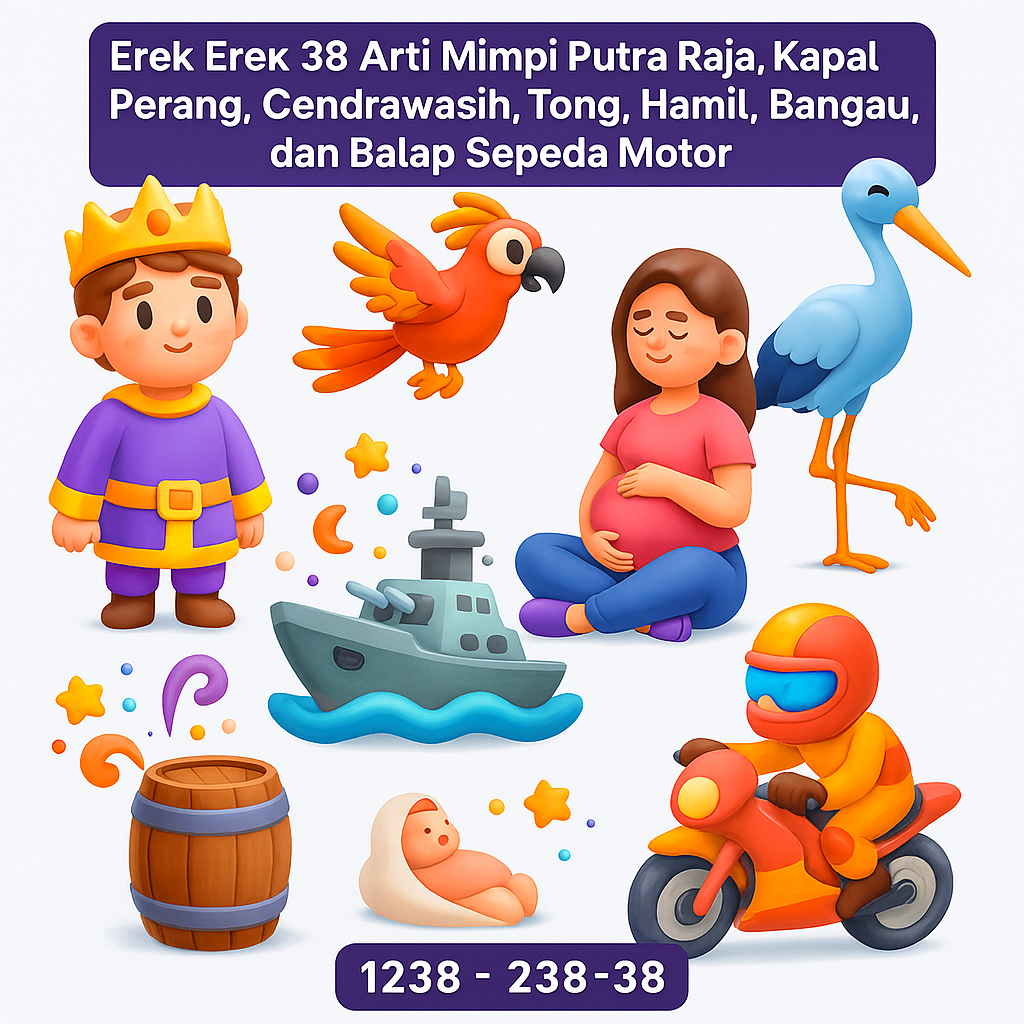 Erek Erek 38 Arti Mimpi Putra Raja, Kapal Perang, Cendrawasih, Tong, Hamil, Bangau, dan Balap Sepeda Motor