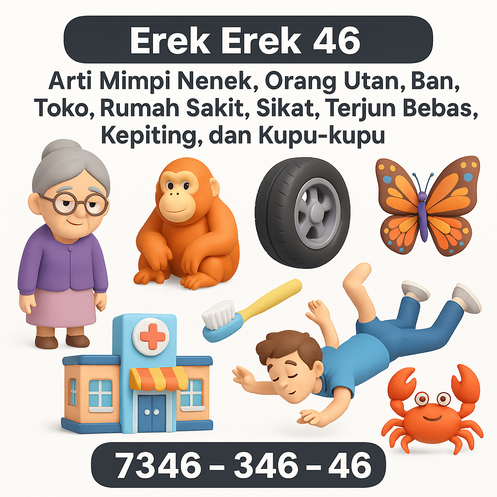 Erek Erek 46 Arti Mimpi Nenek, Orang Utan, Ban, Toko, Rumah Sakit, Sikat, Terjun Bebas, Kepiting, dan Kupu-kupu