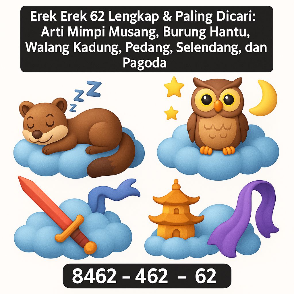 Erek Erek 62 Lengkap & Paling Dicari: Arti Mimpi Musang, Burung Hantu, Walang Kadung, Pedang, Selendang, dan Pagoda