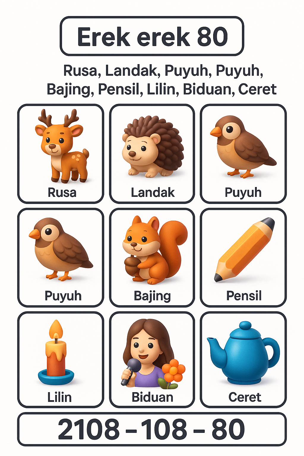 Erek Erek 80 Lengkap: Arti Rusa, Landak, Puyuh & Kode Alam 234D Terbaru