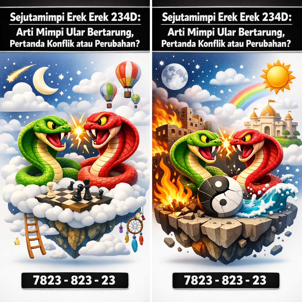 Sejutamimpi Erek Erek 234D membahas arti mimpi ular bertarung secara lengkap, santai, dan mudah dipahami. Temukan tafsir, makna simbolik, serta kode alam arti mimpi ular bertarung di sini.