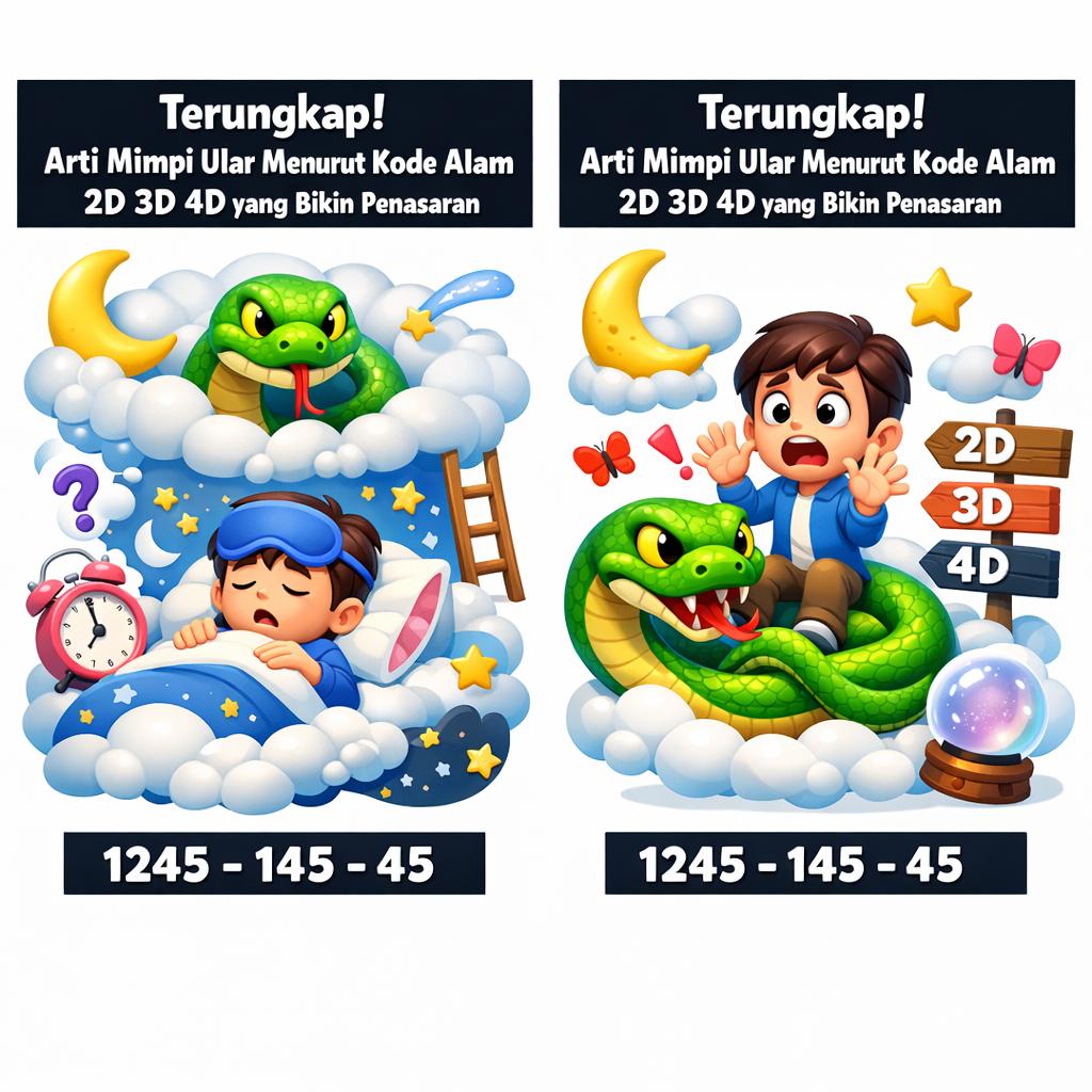 Arti Mimpi Ular Menurut Kode Alam 2D 3D 4D. Arti mimpi ular menurut kode alam sering dikaitkan dengan pertanda kehidupan, rezeki, hingga perubahan besar. Simak tafsir lengkap 2D 3D 4D di sini.